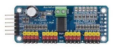 PCA9685, 16 channel PWM module